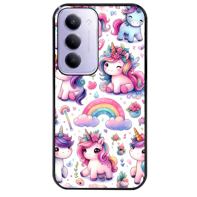 Coque noire taperso pour Redmi 15 4G et 5G avec motif licorne arc en ciel protection antichoc personnalisée