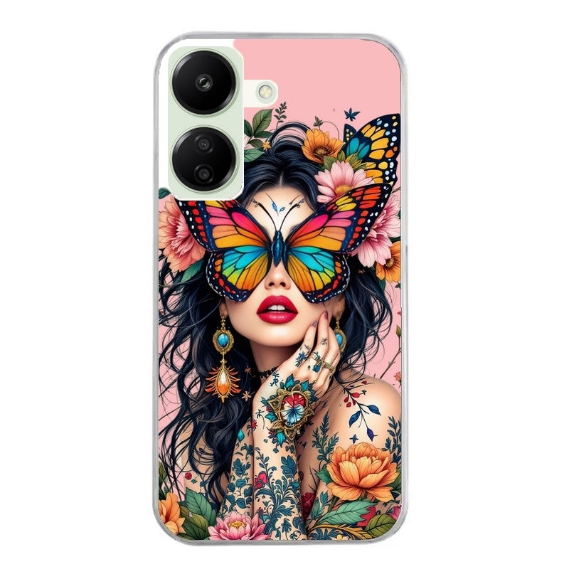 Coque taperso pour POCO C65 4G avec motif femme papillon protection antichoc personnalisée