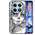 Coque noire taperso pour Redmi Note 15 et PRO PLUS 4G 5G avec motif mort calavera tatoo protection antichoc personnalisée