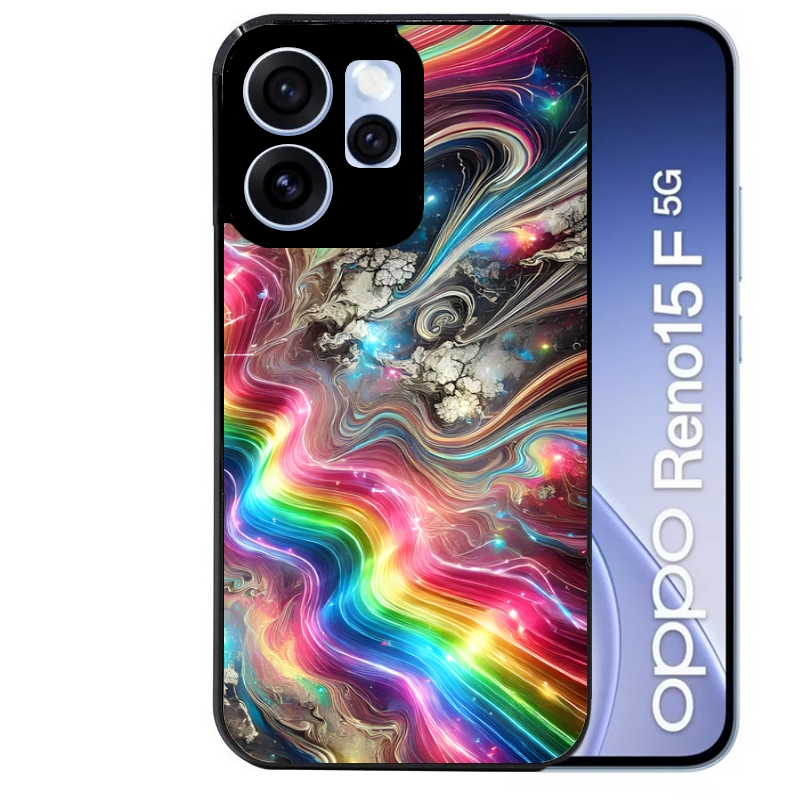 Coque noire taperso pour OPPO Reno 15 et F FS 5G avec motif marbre arc en ciel protection antichoc personnalisée