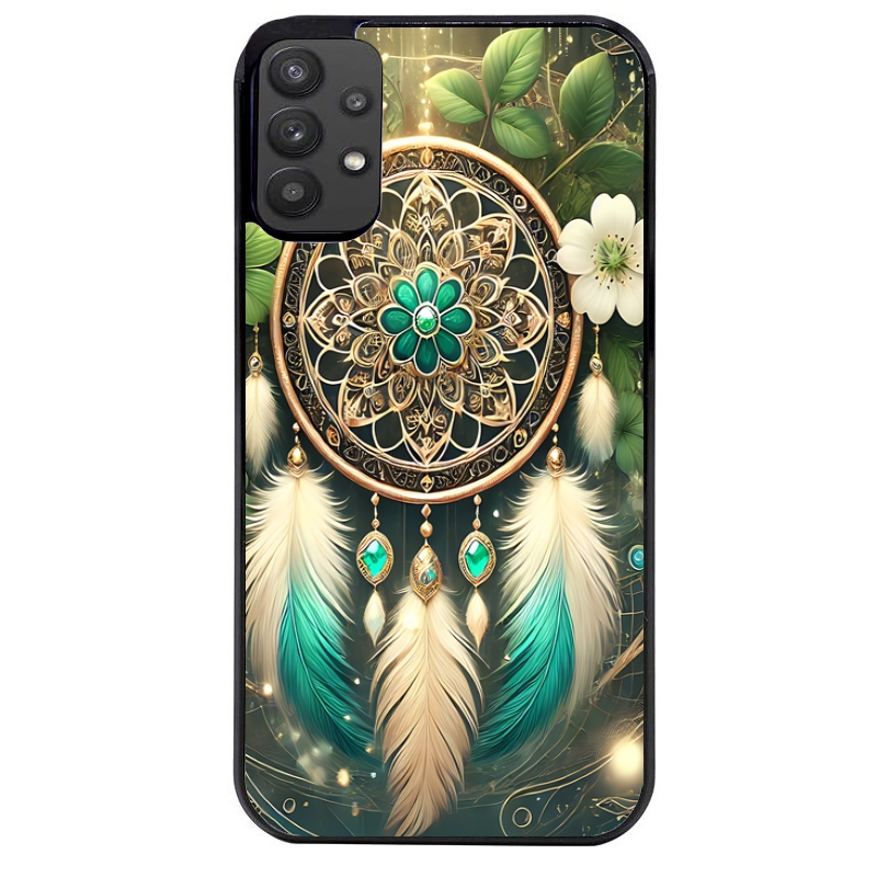 Coque noire taperso pour galaxy A22 A32 A52 A52S 4G 5G  avec motif dreamcatcher talisman protection antichoc personnalisée