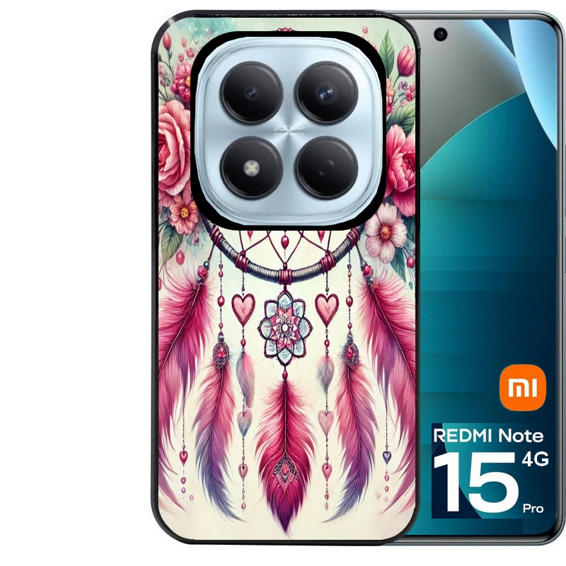 Coque noire taperso pour Redmi Note 15 et PRO PLUS 4G 5G avec motif dreamcatcher et papillon protection antichoc personnalisée