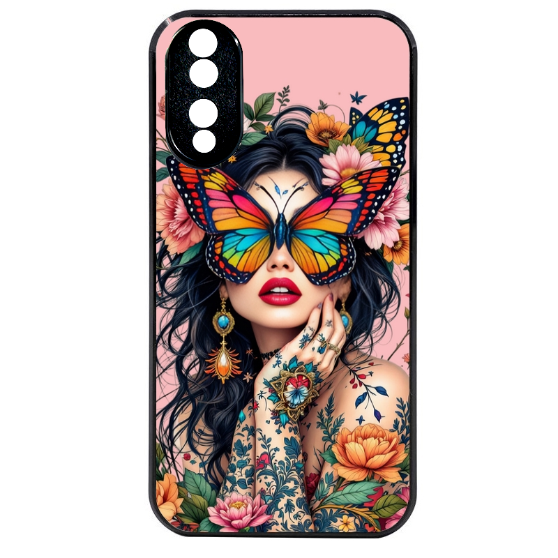 Coque noire taperso pour Honor 70 LITE 90 et LITE avec motif femme papillon protection antichoc personnalisée