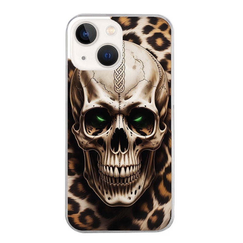 Coque taperso pour Iphone 14 et PRO PLUS PRO MAX avec motif tete de mort leopard protection antichoc personnalisée