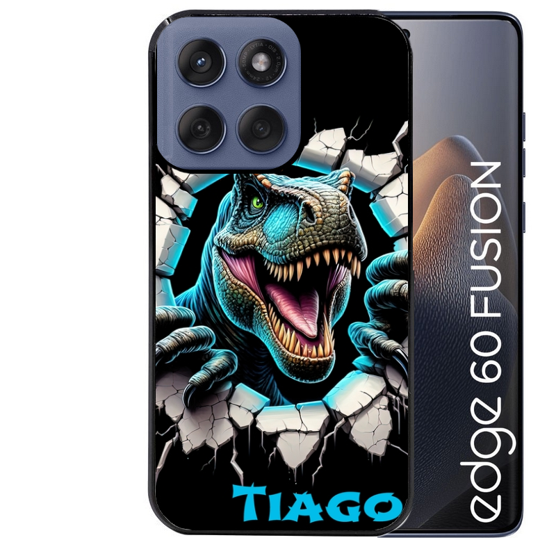 Coque noire taperso pour Moto Edge 60 et Neo Fusion Pro avec motif dino t rex personnalisee protection antichoc personnalisée