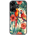 Coque noire taperso pour POCO M6 4G avec motif perroquet et fleurs protection antichoc personnalisée