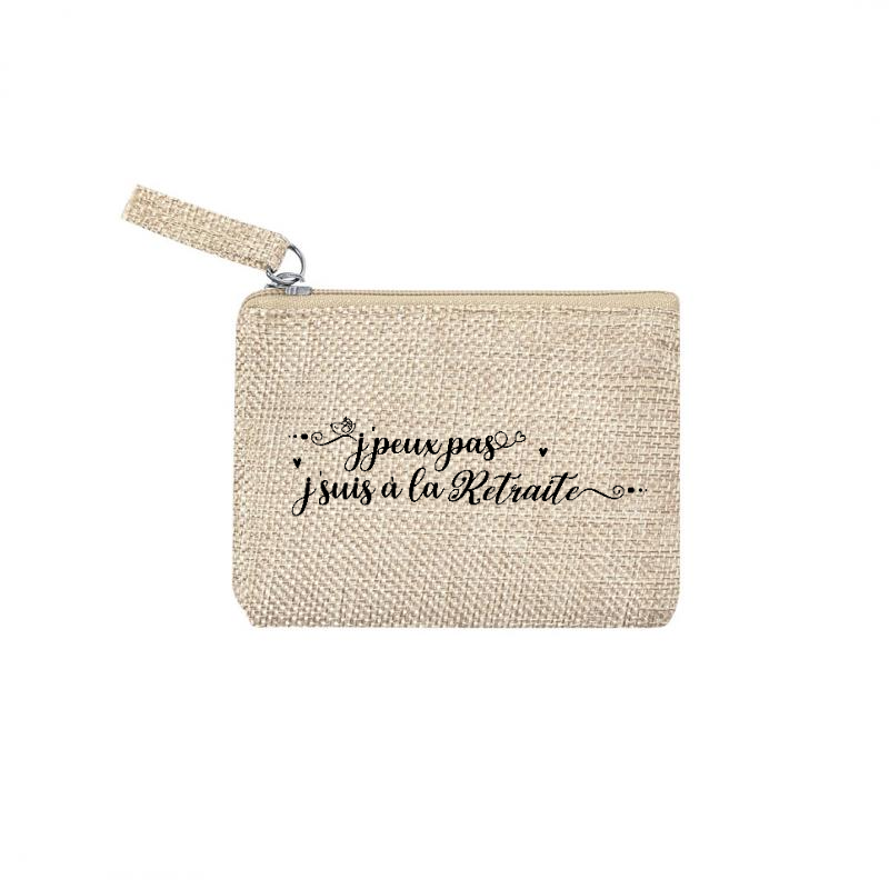 Pochette jpeux pas retraite personnalisée en jute et doré en jute et doré