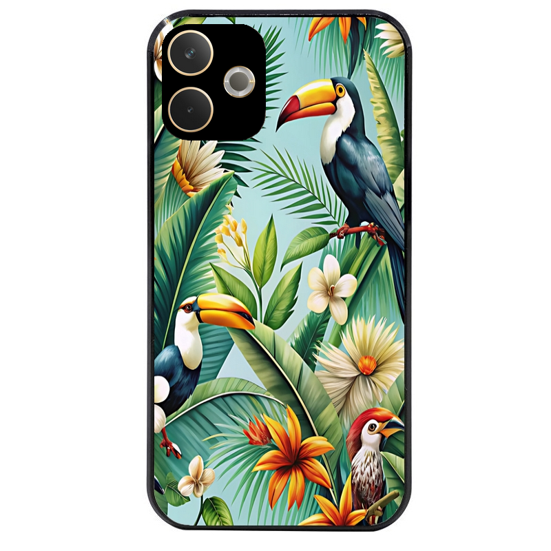Coque noire taperso pour OPPO A5 PRO 4G et 5G avec motif perroquet tropical protection antichoc personnalisée
