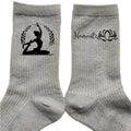 Chaussettes paillettes argent motif yoga namaste