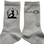 Chaussettes paillettes argent motif yoga namaste