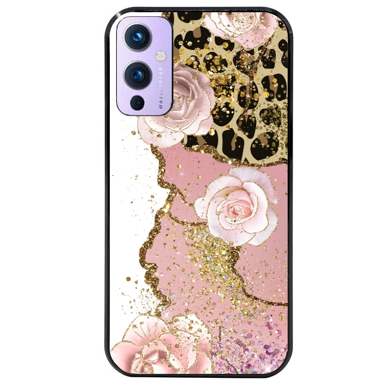 Coque noire taperso pour OnePlus 9 et 9 PRO avec motif marbre fleur leopard protection antichoc personnalisée