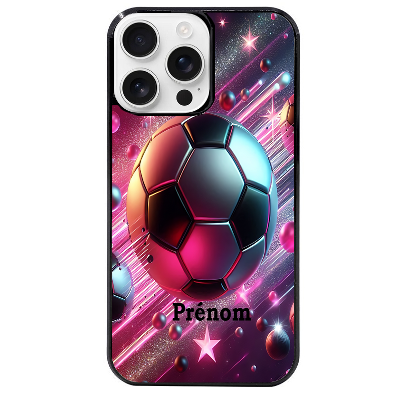 Coque noire taperso pour Iphone 16 16E PLUS MAX PRO avec motif foot etoile personnalisee protection antichoc personnalisée