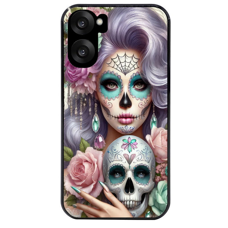 Coque noire taperso pour OnePlus Nord CE5 avec motif tete de mort calavera bijoux protection antichoc personnalisée