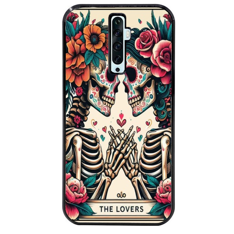 Coque noire taperso pour OPPO Reno 2 et 2Z avec motif tete de mort lovers protection antichoc personnalisée