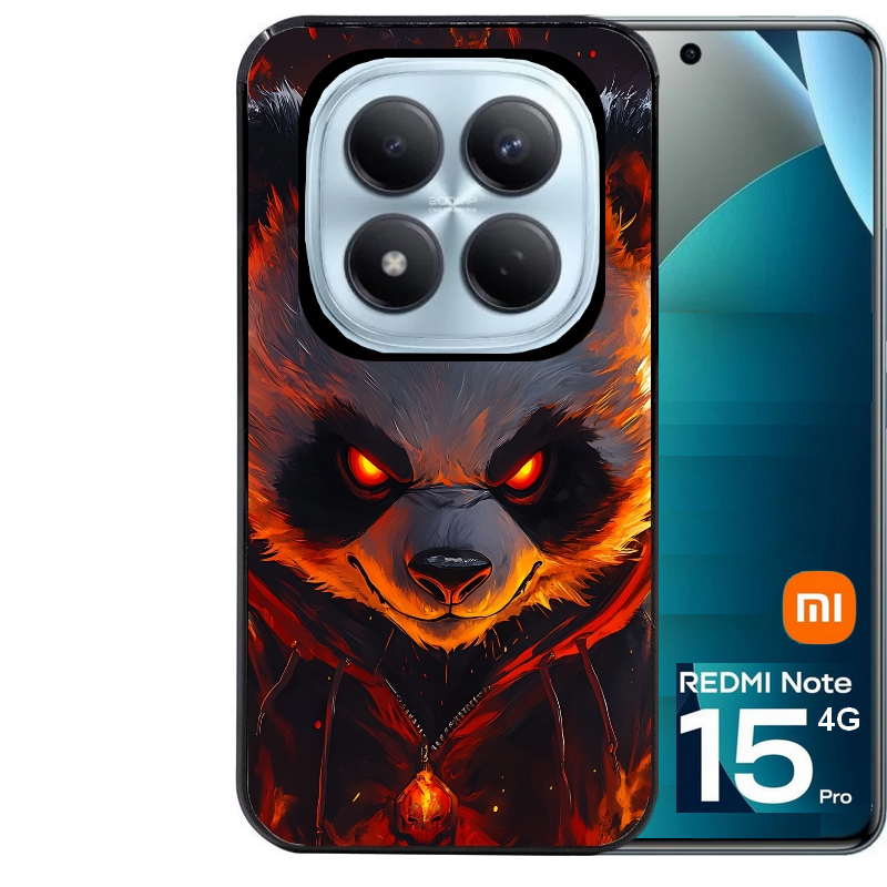 Coque noire taperso pour Redmi Note 15 et PRO PLUS 4G 5G avec motif panda very angry protection antichoc personnalisée