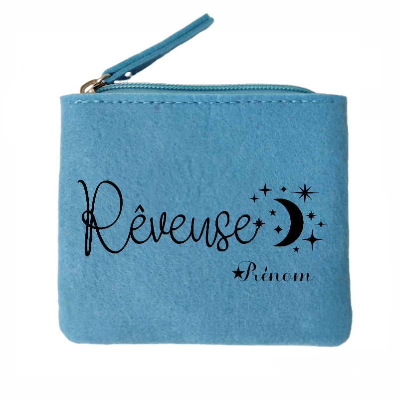 Porte monnaie personnalisé reveuse en feutrine en feutrine
