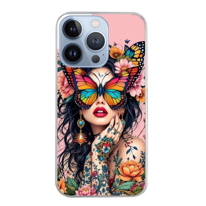 Coque taperso pour Iphone 12 et PRO MINI PRO MAX avec motif femme papillon protection antichoc personnalisée