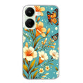 Coque taperso pour POCO C65 4G avec motif fleur orange protection antichoc personnalisée