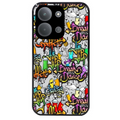 Coque noire taperso pour POCO C85 avec motif tag et graffiti protection antichoc personnalisée