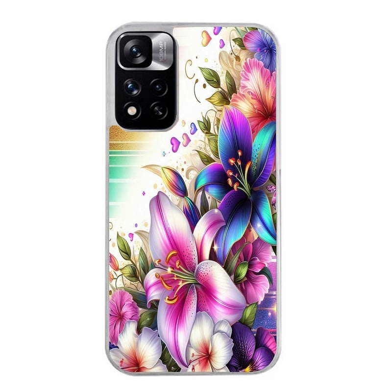 Coque taperso pour Redmi Note 11 4G PRO 5G 11S avec motif fleur fluo protection antichoc personnalisée