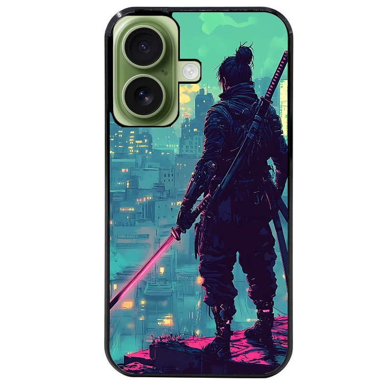 Coque noire taperso pour Iphone 16 16E PLUS MAX PRO avec motif samourai new york protection antichoc personnalisée