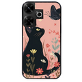 Coque noire taperso pour POCO M6 4G avec motif chat papillon 2 protection antichoc personnalisée