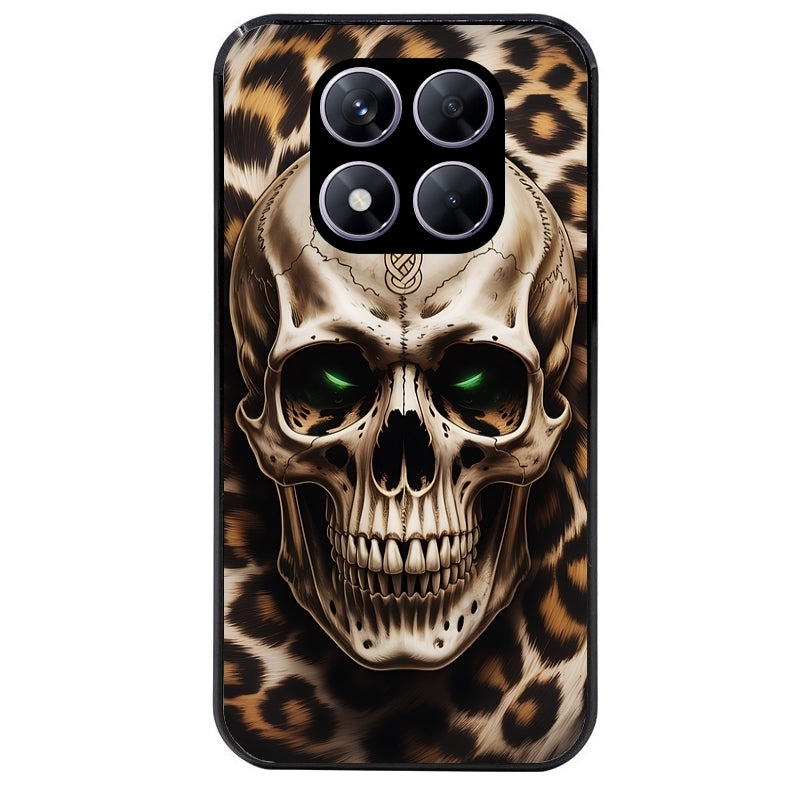 Coque noire taperso pour Redmi Note 14 et PRO PLUS 4G 5G avec motif tete de mort leopard protection antichoc personnalisée