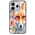 Coque noire taperso pour Redmi Note 14 et PRO PLUS 4G 5G avec motif renard fox et fleurs protection antichoc personnalisée