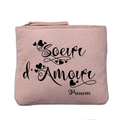 Porte monnaie personnalisé motif soeur d'amour rose clair en feutrine en feutrine
