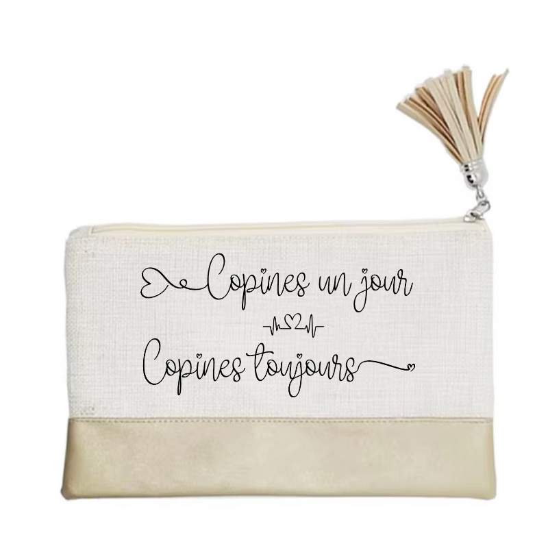 Pochette motif copine toujours en toile et simili cuir