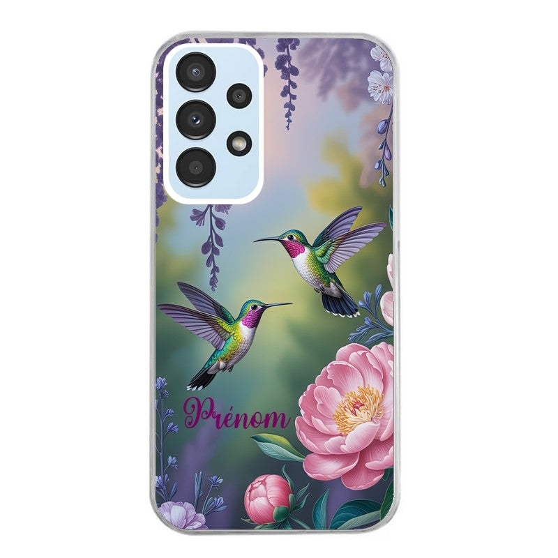 Coque taperso pour Galaxy A13 4G et 5G A23 A53 avec motif colibri couple personnalise protection antichoc personnalisée