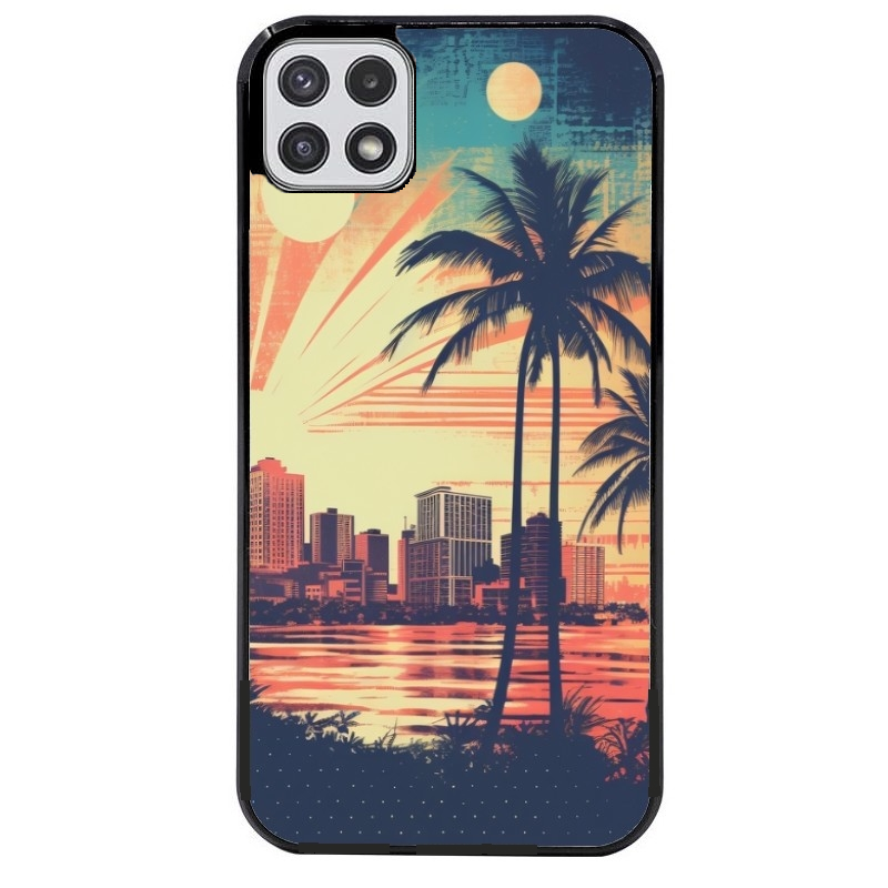 Coque noire taperso pour galaxy A22 A32 A52 A52S 4G 5G  avec motif hawaii retro protection antichoc personnalisée
