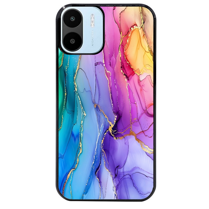 Coque noire taperso pour Redmi A1 et A2 avec motif marbre tie dye protection antichoc personnalisée