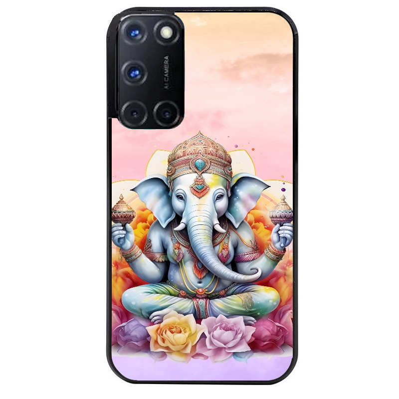Coque noire taperso pour OPPO Reno 8 LITE avec motif elephant namaste protection antichoc personnalisée