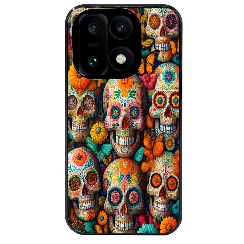 Coque noire taperso pour OnePlus 15 avec motif mort mexicaine papillon protection antichoc personnalisée