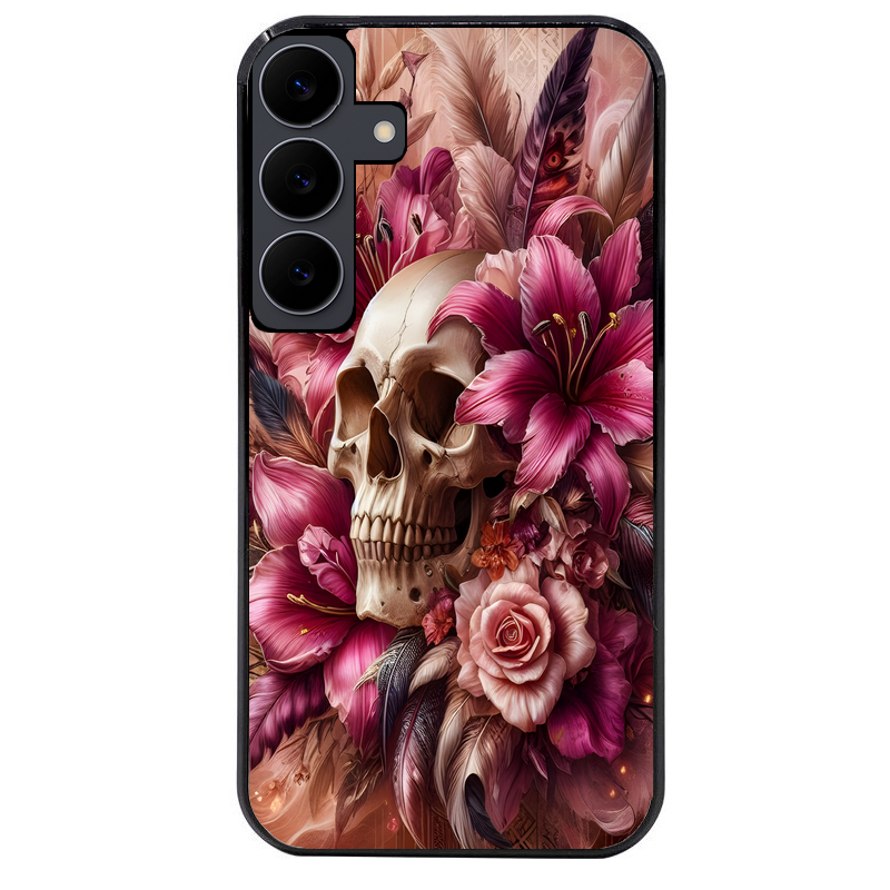 Coque noire taperso pour galaxy A06 A16 A26 A36 A56 avec motif tete de mort skull plume protection antichoc personnalisée