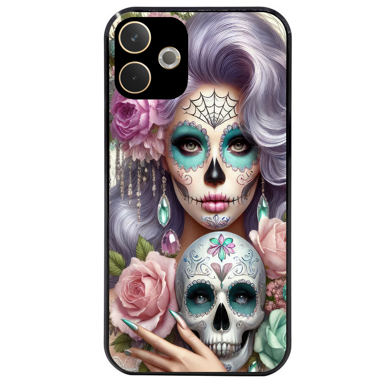 Coque noire taperso pour OPPO A5 PRO 4G et 5G avec motif tete de mort calavera bijoux protection antichoc personnalisée