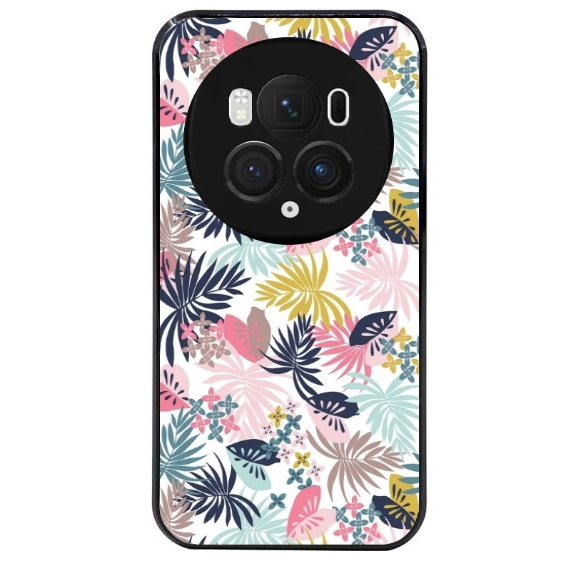 Coque noire taperso pour Magic 5 6 LITE et PRO avec motif jungle et fleur rose protection antichoc personnalisée