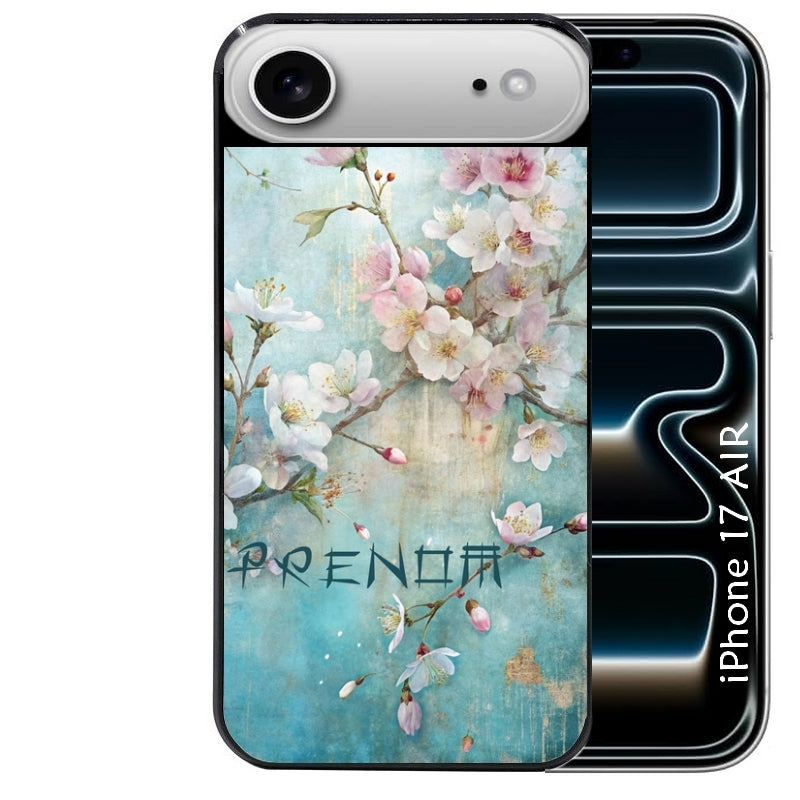 Coque noire taperso pour Iphone 17 17E AIR MAX PRO avec motif fleur sakura personnalisee protection antichoc personnalisée