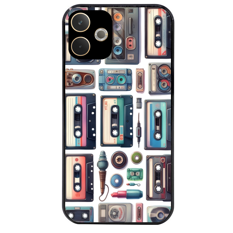 Coque noire taperso pour OPPO A5 PRO 4G et 5G avec motif cassette multi protection antichoc personnalisée