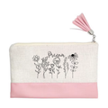 Pochette personnalisée motif fleur line art en toile et simili cuir personnalisée