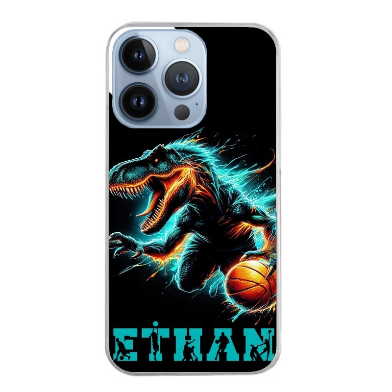Coque taperso pour Iphone 12 et PRO MINI PRO MAX avec motif basket et dino personnalisee protection antichoc personnalisée
