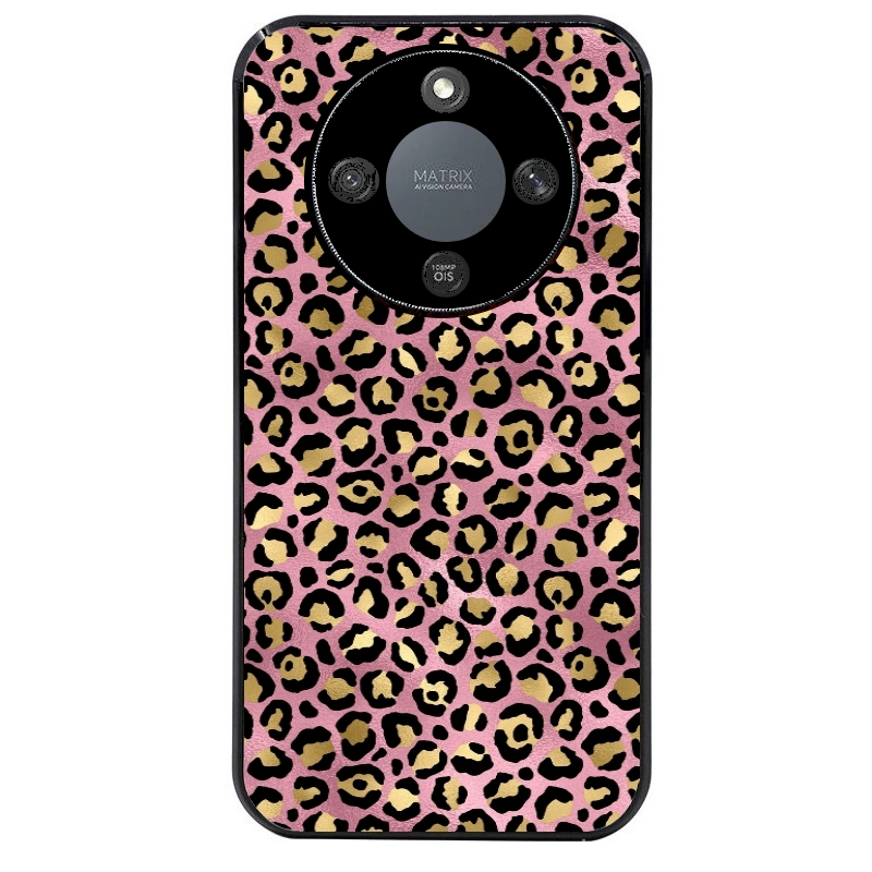 Coque noire taperso pour Magic 5 6 LITE et PRO avec motif leopard rose protection antichoc personnalisée