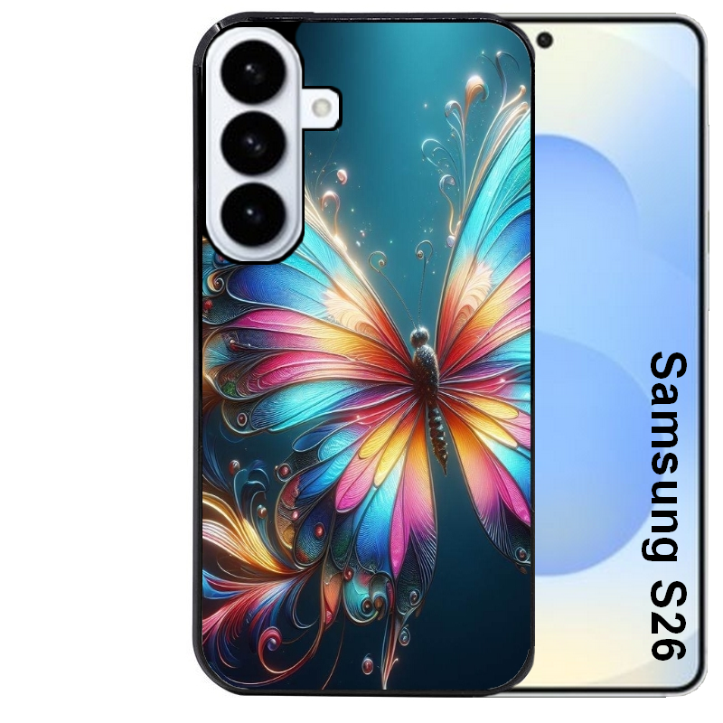 Coque noire taperso pour galaxy S26 et PLUS ULTRA FE avec motif papillon arc protection antichoc personnalisée