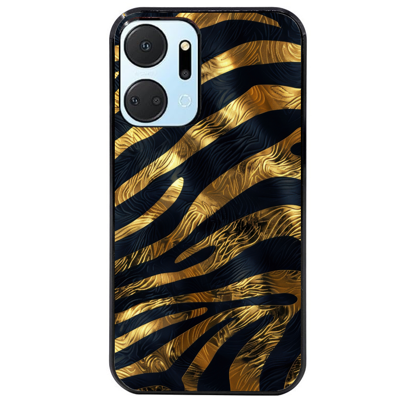 Coque noire taperso pour Honor X7A avec motif zebre gold protection antichoc personnalisée