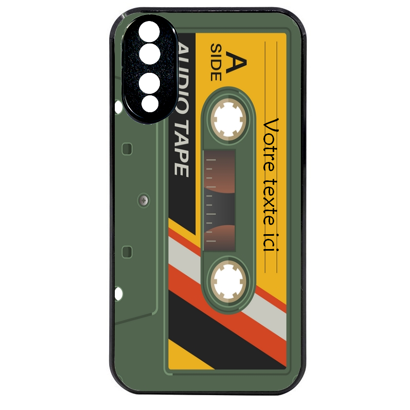 Coque noire taperso pour Honor 70 LITE 90 et LITE personnalisable avec motif cassette kaki protection antichoc personnalisée