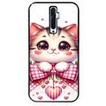 Coque noire taperso pour OPPO Reno 2 et 2Z avec motif chat noeud et coeur protection antichoc personnalisée