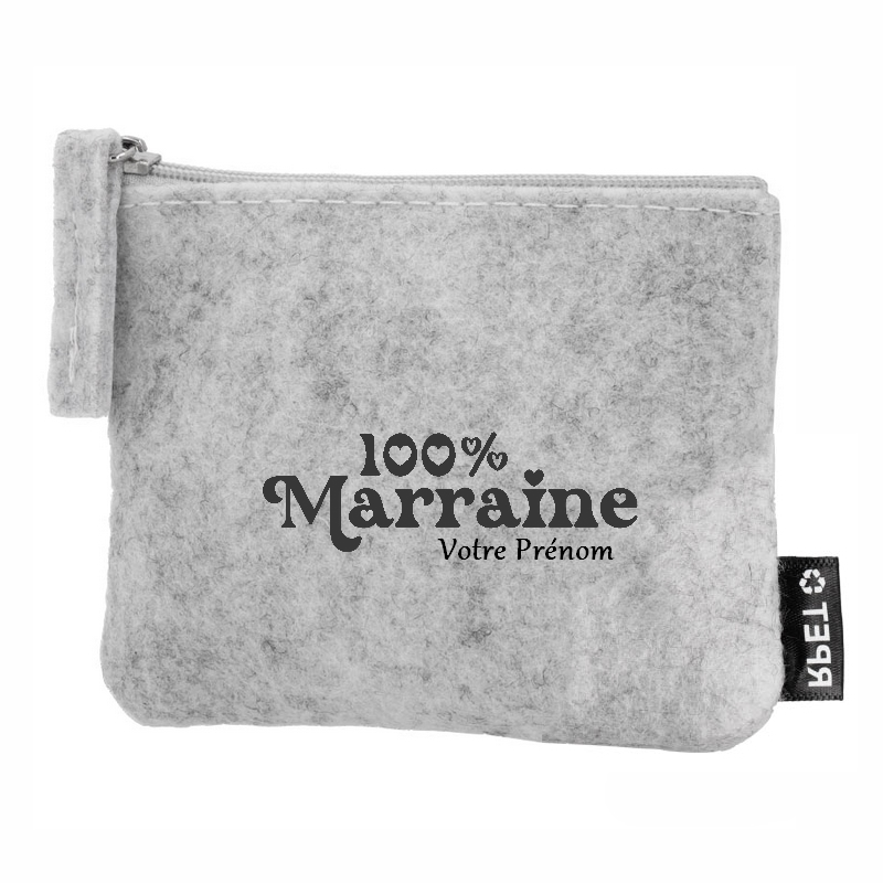Porte monnaie personnalisé marraine 100% en feutrine en feutrine