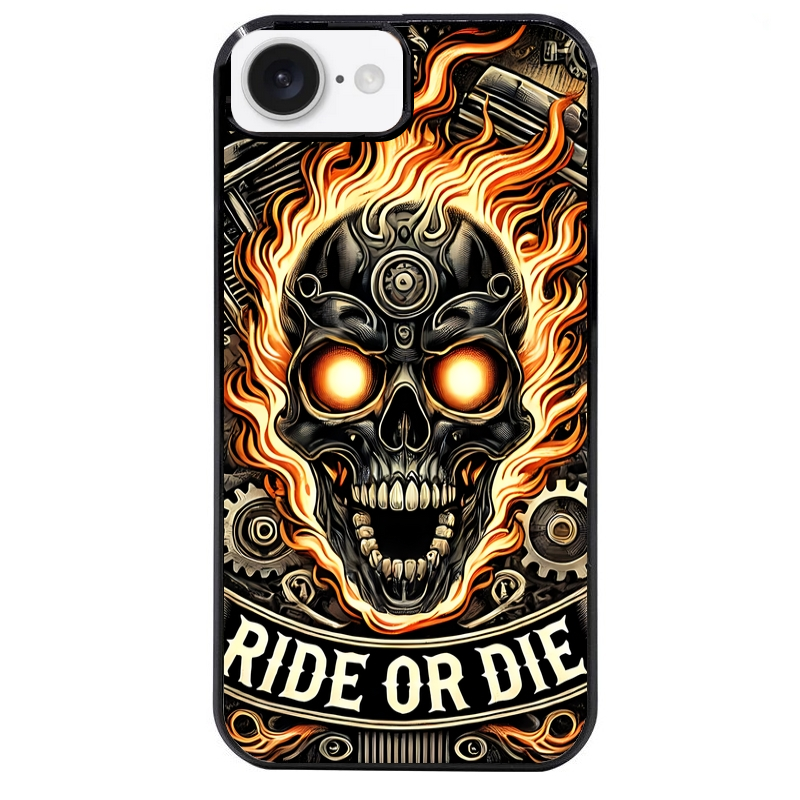 Coque noire taperso pour Iphone 17 17E AIR MAX PRO avec motif tete de mort flamme protection antichoc personnalisée