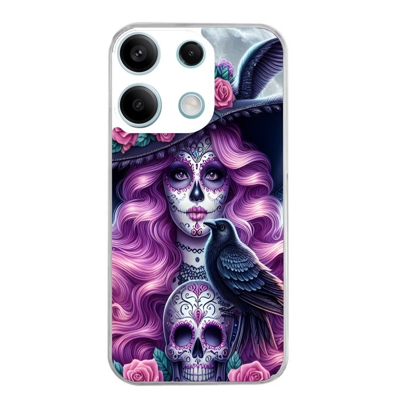 Coque taperso pour POCO X6 5G avec motif tete de mort calavera et corbeau protection antichoc personnalisée